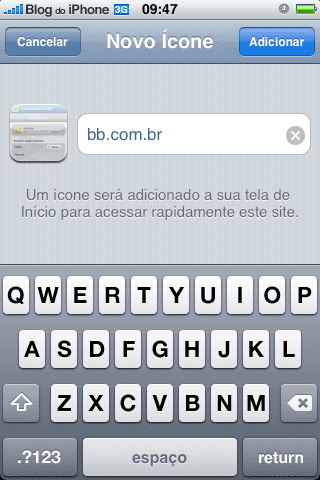 Ícone do atalho na Tela de Início