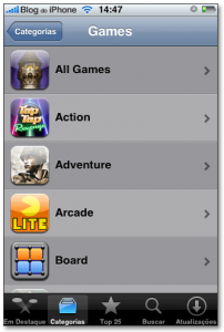 Sub-categorias dos jogos