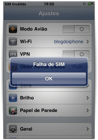 Falha no SIM