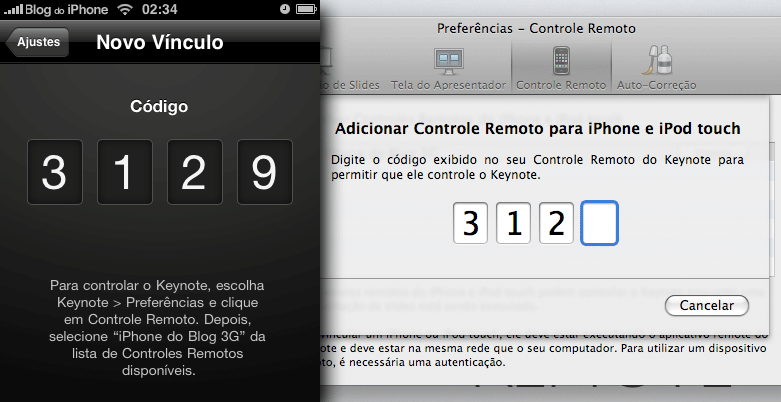 Código para emparelhar o aparelho e o mac Código para emparelhar o aparelho e o mac