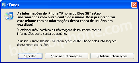 Aviso to iTunes ao se conectar em outro PC Aviso to iTunes ao se conectar em outro PC