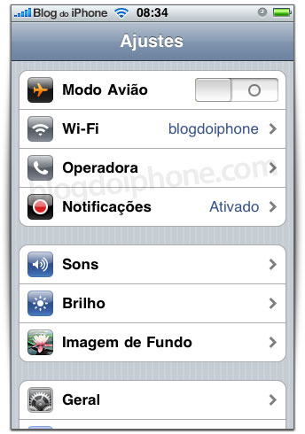 Notificação nos Ajustes Notificação nos Ajustes