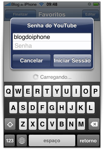 Login no YouTube