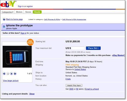 Protótipo no eBay Protótipo no eBay