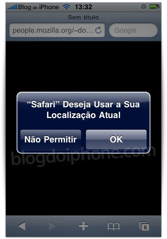 Geolocalização no Safari Geolocalização no Safari