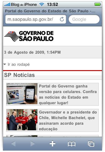 Página no iPhone Página no iPhone