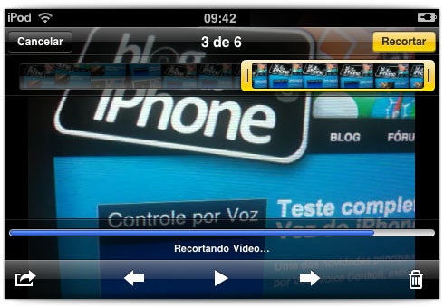 Editando vídeo direto no iPod touch Editando vídeo direto no iPod touch