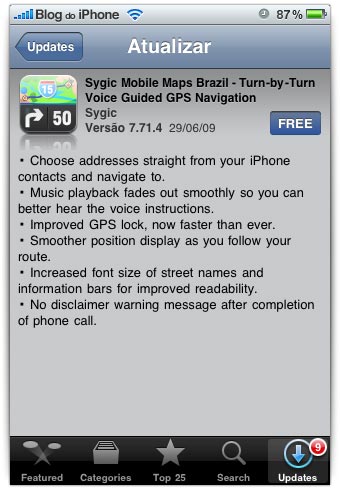 Atualização Sygic Atualização Sygic