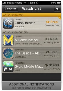 Lista de apps observados (watch list)