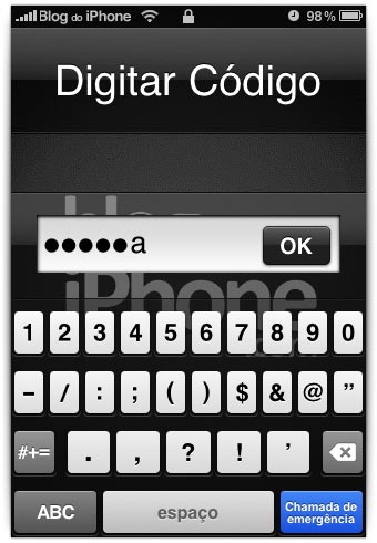 Senha alfanumérica no iPhone Senha alfanumérica no iPhone