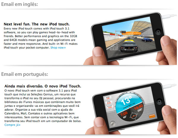 Emails diferentes para americanos e brasileiros Emails diferentes para americanos e brasileiros