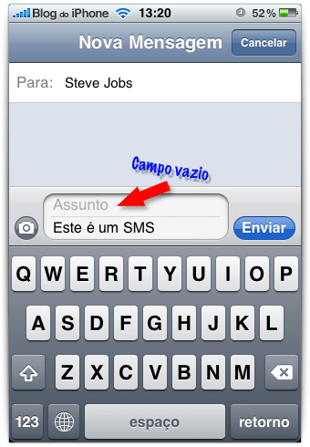 Mensagem SMS normal
