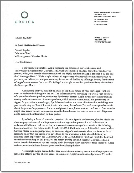 Carta dos advogados da Apple