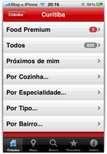 Opções do aplicativo
