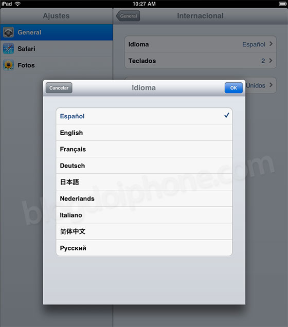 Idiomas no iPad