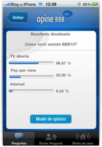As respostas são mostradas direto no aplicativo
