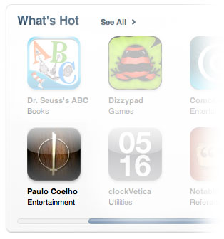 Seção What's Hot da App Store americana