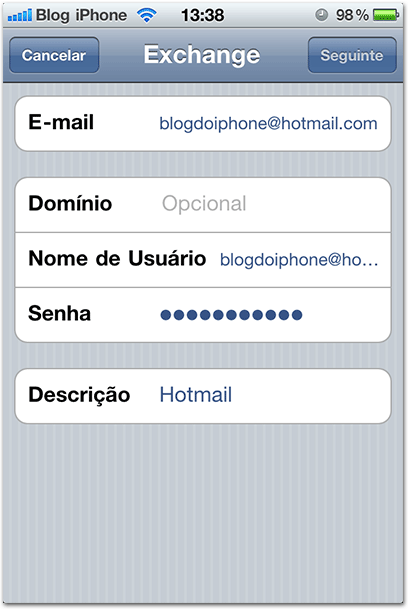 Configurando o Hotmail