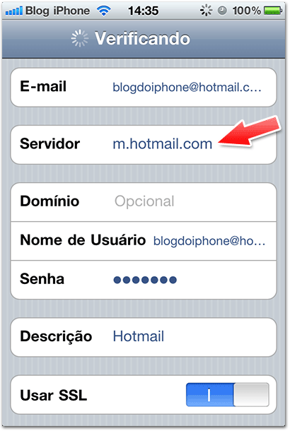 Configurando o Hotmail