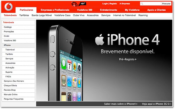 Site da Vodafone