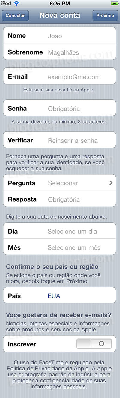 Informações necessárias