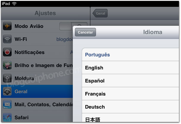 Português no iPad