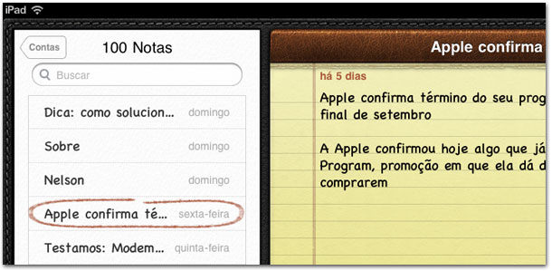 Notas no iPad