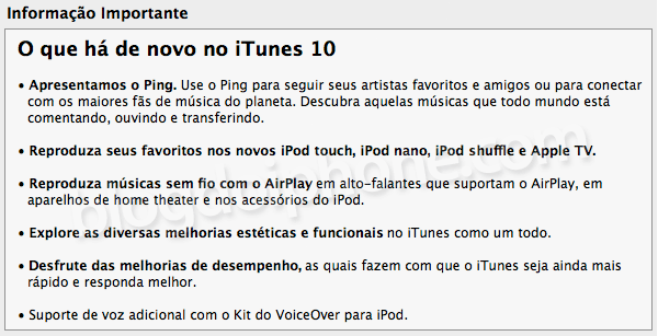 Novidades do iTunes