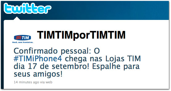 Confirmação de lançamento pela TIM