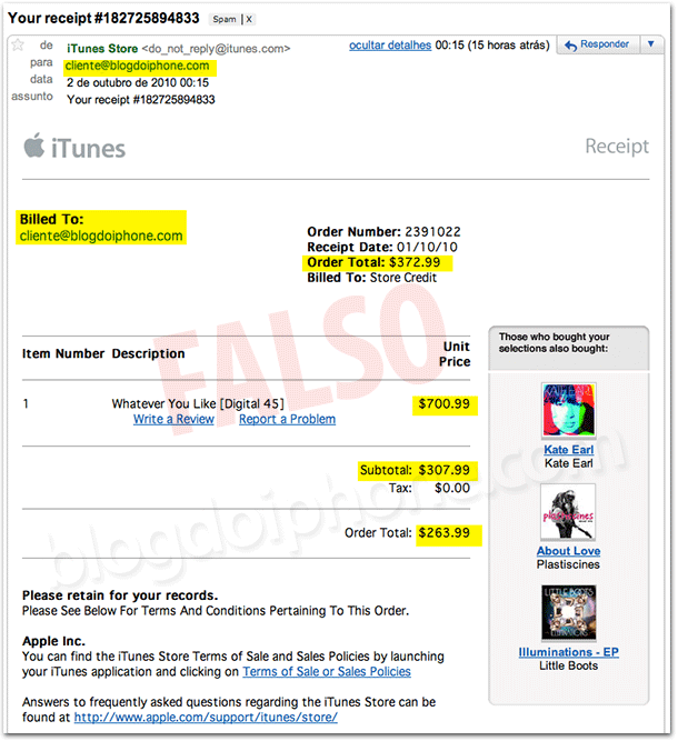 Email falso