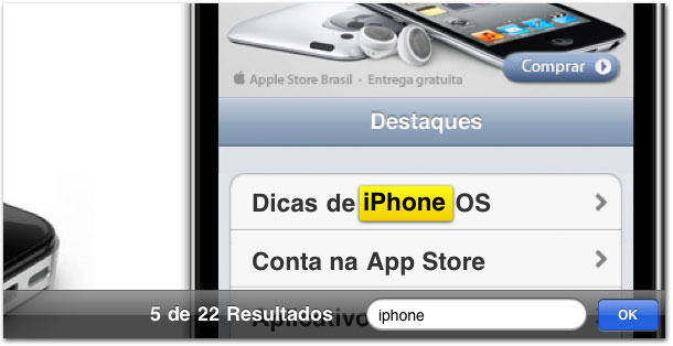 Busca de palavras na página web